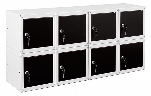 8x Uzamykatelná kovová skříňka Trestles SKM 250x250x250, černá dvířka