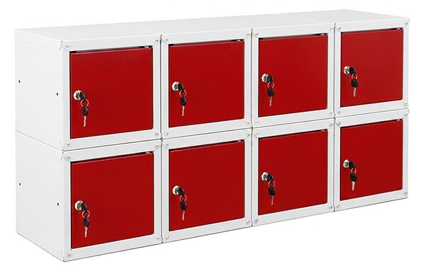 8x Uzamykatelná kovová skříňka Trestles SKM 250x250x250, červená dvířka
