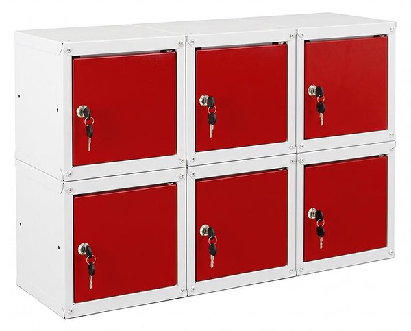 6x Uzamykatelná kovová skříňka Trestles SKM 250x250x250, červená dvířka