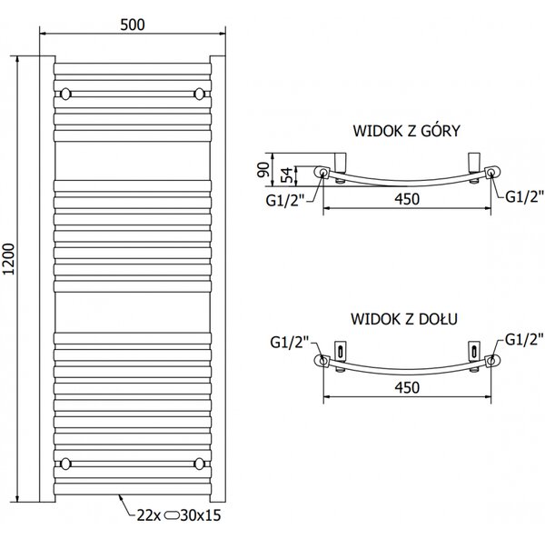 Mexen Helios elektrický radiátor 1200 x 500 mm, 600 W, černý - W103-1200-500-2600-70