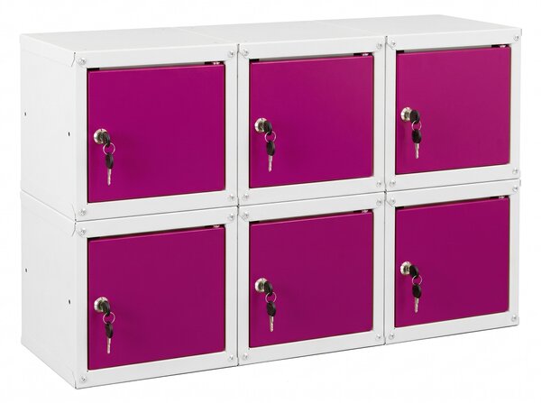 6x Uzamykatelná kovová skříňka Trestles SKM 350x350x350, fialová dvířka
