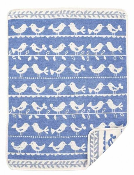 Dětská deka Birds blue (chenille) 70x90, Klippan Švédsko Modrá