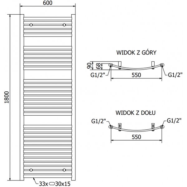 Mexen Helios elektrický radiátor 1800 x 600 mm, 900 W, černý - W103-1800-600-2900-70