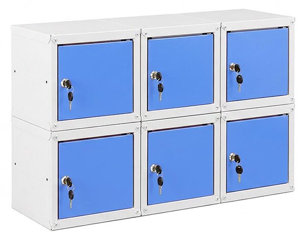 6x Uzamykatelná kovová skříňka Trestles SKM 350x350x350, modrá dvířka