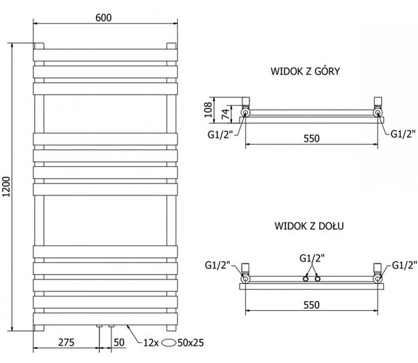 Mexen Jowisz, elektrické topné těleso 1200 x 600 mm, 600 W, bílá, W107-1200-600-2600-20