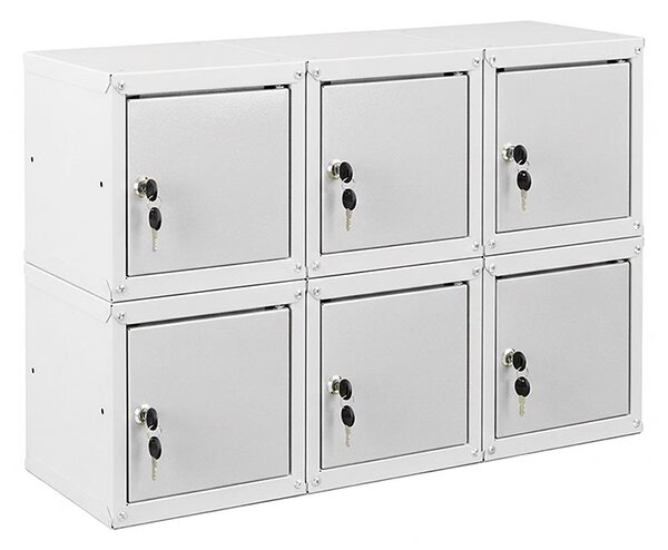 6x Uzamykatelná kovová skříňka Trestles SKM 350x350x350, světle šedá dvířka
