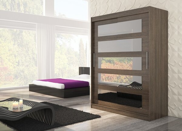ADRK Šatní zrcadlová skříň posuvná MURANI CH 150, choco