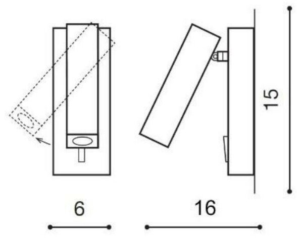LED Nástěnné svítidlo AZzardo Angus chrome AZ2445 3W 250lm 3000K IP20 100-240V chromové