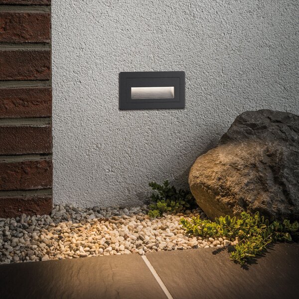 Paulmann 94383 Long, černé venkovní zápustné svítidlo do stěny 230V, 2W LED 3000K, 10,3x5,8cm IP44