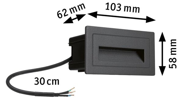 Paulmann 94383 Long, černé venkovní zápustné svítidlo do stěny 230V, 2W LED 3000K, 10,3x5,8cm IP44