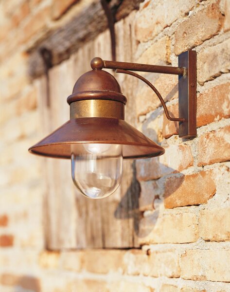 Il Fanale 244.05.ORT Borgo, venkovní nástěnné svítidlo z mosazi, mědi a skla 1xE27 max 57W, průměr 25cm, IP43