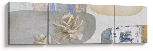 Obraz - Malba s květy a texturami (170x50 cm)