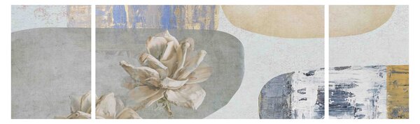 Obraz - Malba s květy a texturami (170x50 cm)