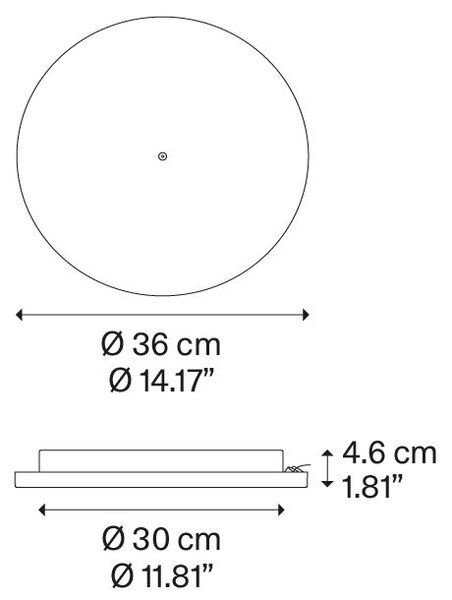 Lodes R10L28 2000 Radial černá kulatá rozeta s bočním vývodem pro 13 - 28 svítidel, průměr 36cm