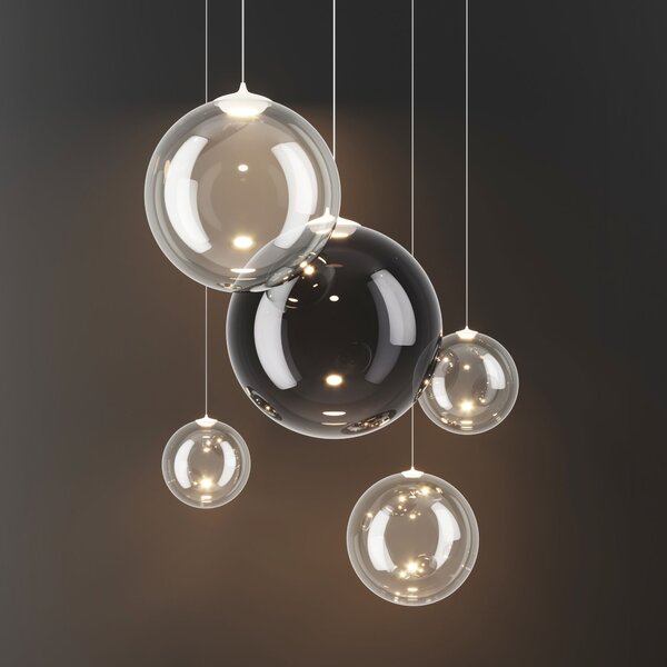 Lodes 17112 4327 Random Solo 14, závěs z kouřového foukaného skla, 1x1W LED 2700K, prům.14cm