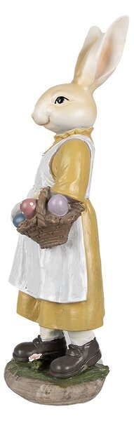 Dekorace králičí mamka v bílé zástěře s vajíčky - 14*11*38 cm - Clayre & Eef