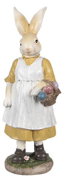 Dekorace králičí mamka v bílé zástěře s vajíčky - 14*11*38 cm - Clayre & Eef