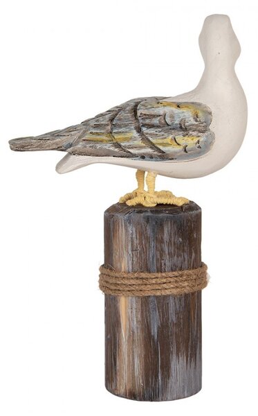 2ks dřevěná dekorace racek Seagull Nautic - 13*6*22 / 18*8*29 cm - Clayre & Eef