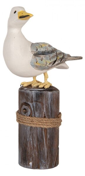 2ks dřevěná dekorace racek Seagull Nautic - 13*6*22 / 18*8*29 cm - Clayre & Eef