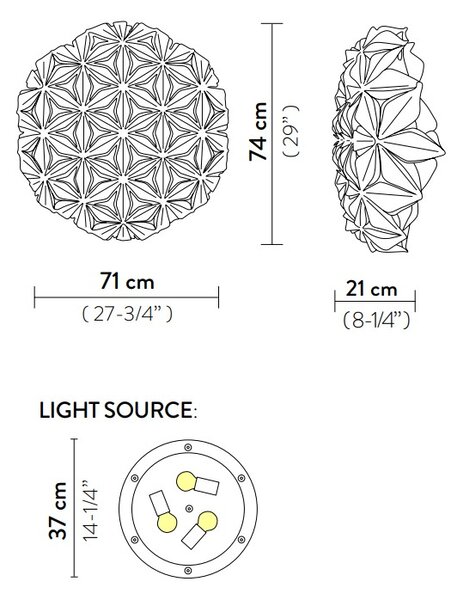SLAMP LAVCL00WHT00000000EU La Vie large, bílé designové svítidlo, 3x12W LED E27, prům. 71cm