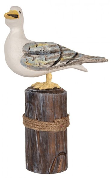 2ks dřevěná dekorace racek Seagull Nautic - 13*6*22 / 18*8*29 cm - Clayre & Eef