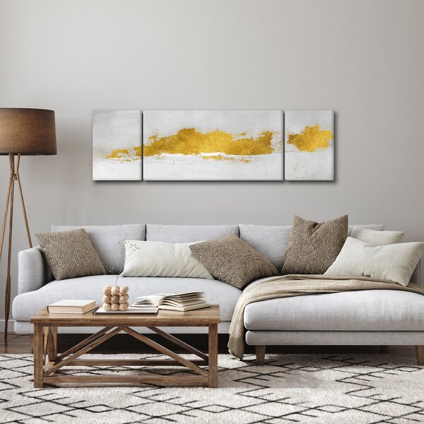 Obraz - Zlaté a šedé tahy (170x50 cm)