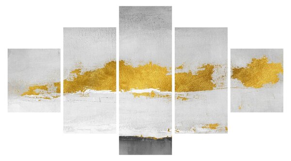 Obraz - Zlaté a šedé tahy (125x70 cm)