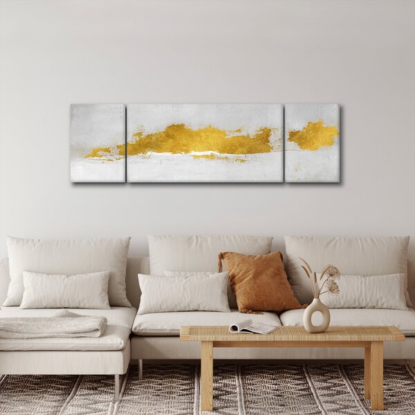 Obraz - Zlaté a šedé tahy (170x50 cm)