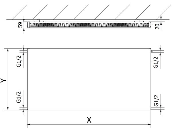 Mexen CF11, panelový radiátor 500 x 800 mm, boční připojení, 546 W, antracitová, W411F-050-080-66