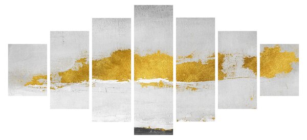 Obraz - Zlaté a šedé tahy (210x100 cm)