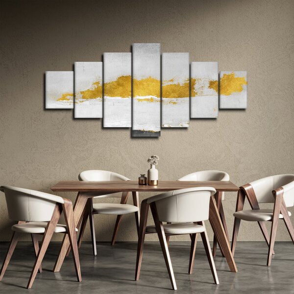 Obraz - Zlaté a šedé tahy (210x100 cm)