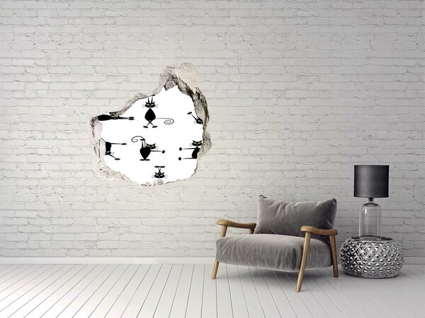 Díra 3D fototapeta nástěnná Kočky ilustrace nd-p-83171265