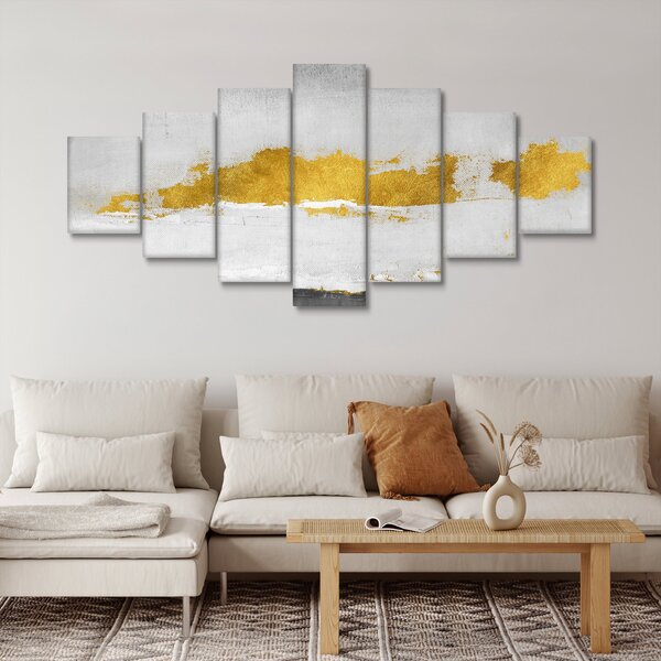 Obraz - Zlaté a šedé tahy (210x100 cm)