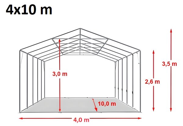 Párty stan 4x10m Max+ 2,6m - ohnivzdorný barva Bílá