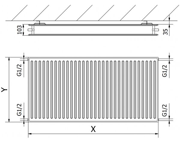 Mexen CH20 Hygienický deskový radiátor 600 x 500 mm, boční připojení, 550 W, bílý - W420H-060-050-00
