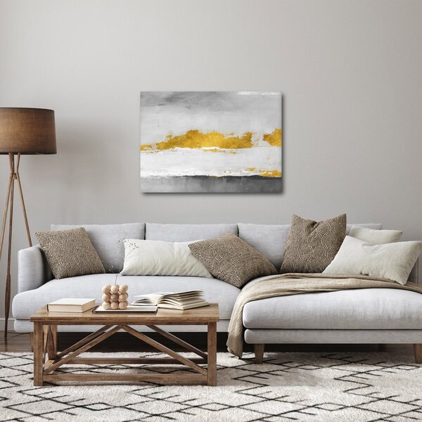 Obraz - Zlaté a šedé tahy (70x50 cm)