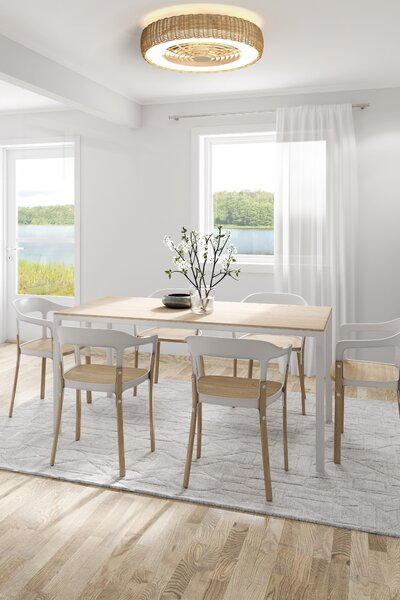 Mantra 7811 Kilimanjaro, stropní svítidlo s ventilátorem a dálkovým ovladačem, LED 70W 2700K-5000K, ratan, průměr 65cm