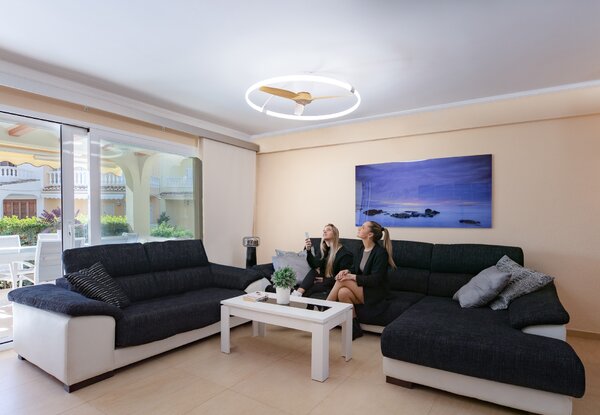 Mantra 7532 Nepal, stropní svítidlo s ventilátorem a dálkovým ovladačem, LED 75W 2700K-5000K, dřevo/bílá, průměr 105cm
