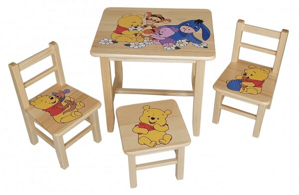 Drew-mix Dětský stůl ze dřeva se židličkami Pů Vzor 1