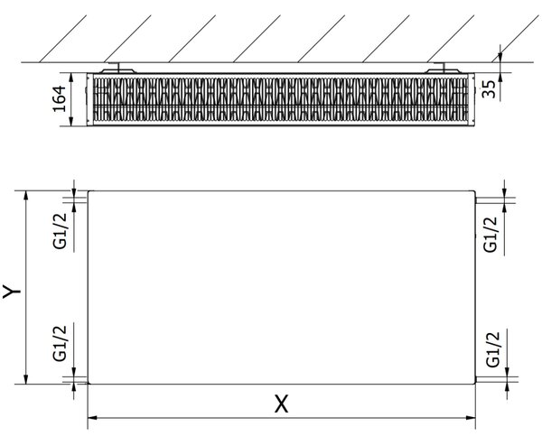 Mexen CF33, plochý panelový radiátor 300 x 1000 mm, boční připojení, 1240 W, bílá, W433F-030-100-00