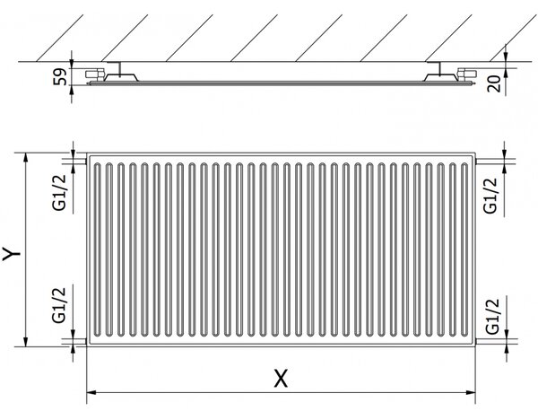 Mexen CH10 Hygienický deskový radiátor 300 x 400 mm, boční připojení, 132 W, bílý - W410H-030-040-00