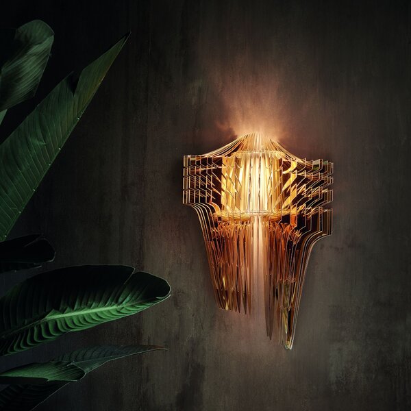 Slamp Aria wall gold, nástěnný světelný objekt od Zaha Hadid, 2xE14 + 6W LED, výška 60cm