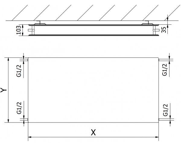 Mexen CHF20 Hygiene Flat deskový radiátor 300 x 400 mm, boční připojení, 227 W, antracit - W420HF-030-040-66