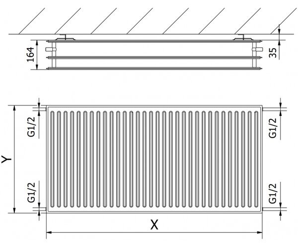 Mexen CH30 Hygienický deskový radiátor 500 x 600 mm, boční připojení, 778 W, černý - W430H-050-060-70