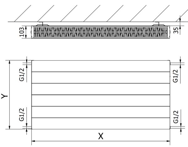 Mexen, Panelový radiátor Mexen Line CL22 400 x 600 mm, boční připojení, 683 W, bílý - W422L-040-060-00