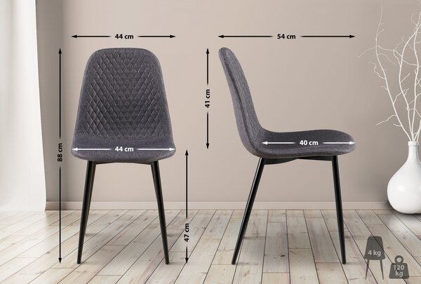 4x Židle Giverny látka - tmavě šedá
