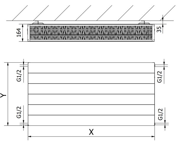 Mexen, Panelový radiátor Mexen Line CL33 400 x 700 mm, boční připojení, 1107 W, bílý - W433L-040-070-00