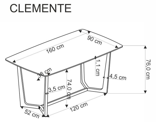 Halmar Jídelní stůl CLEMENTE 160x90 bílý mramor/zlatý