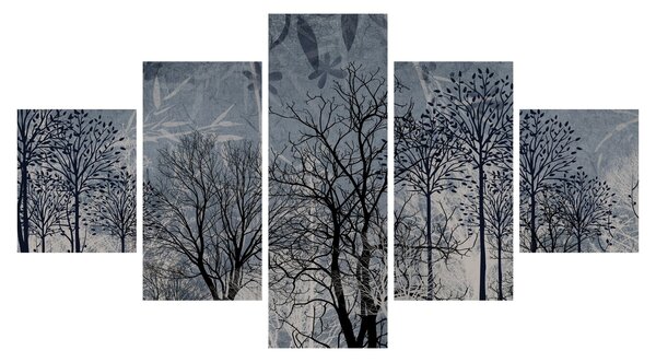 Obraz - Siluety stromů s listy (125x70 cm)