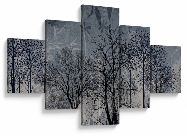 Obraz - Siluety stromů s listy (125x70 cm)